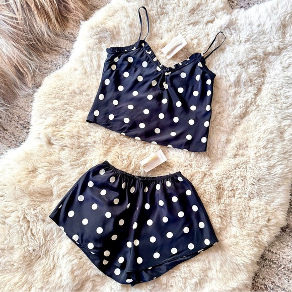 Doen Tops - 💋SOLD💋✨🌚🌚DÔEN ‘Louise & Loren’ Silk Camisole Short Set Solstice Sky Noir XS✨